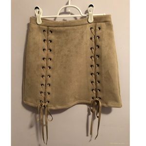 Suede mini skirt